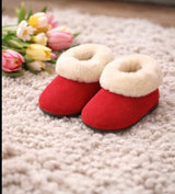 Fur Baby and Kids Booties Slippers, Red