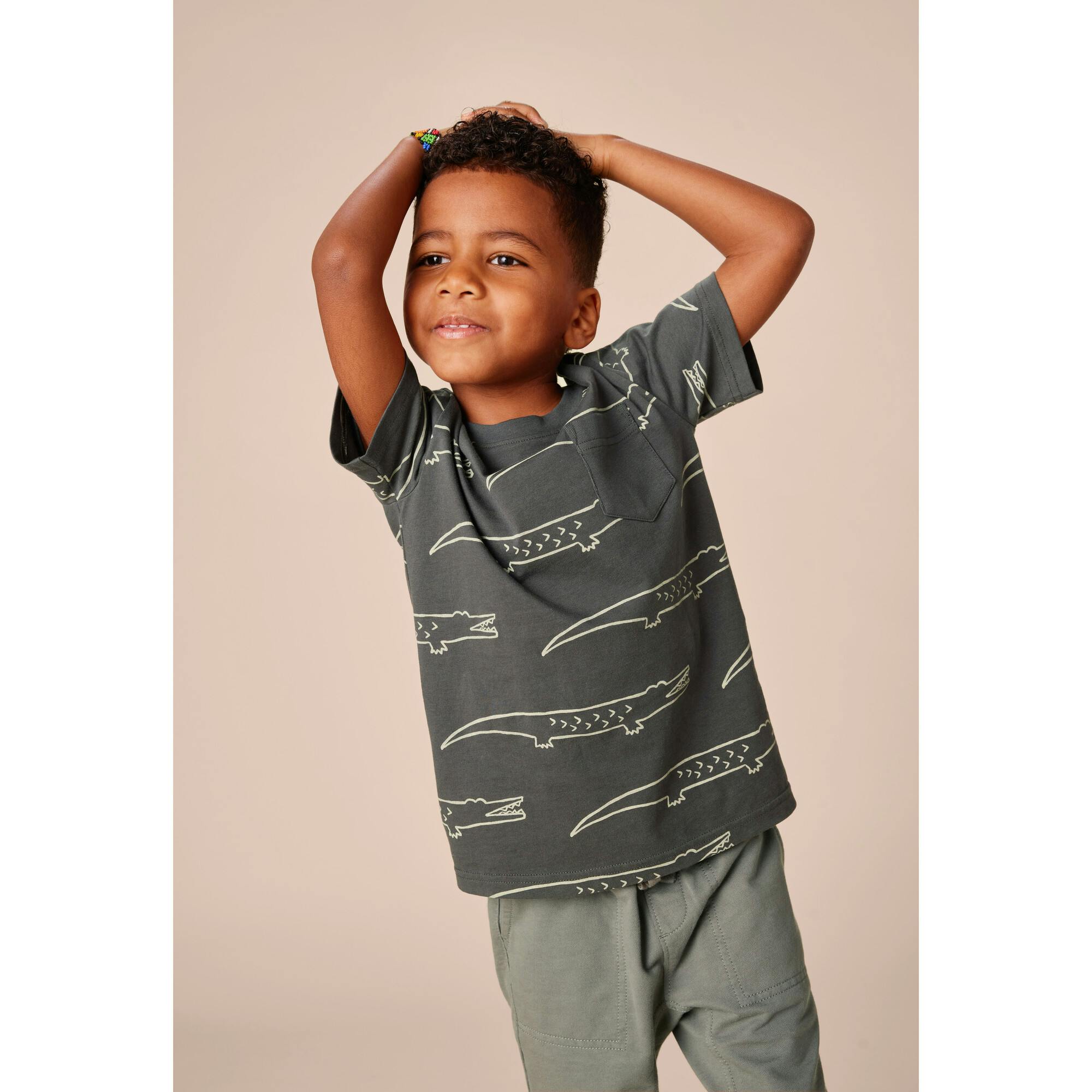 Printed Pocket Tee, Grey