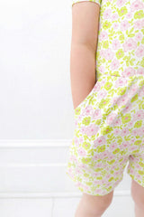 Pink and Green Floral Short Romper