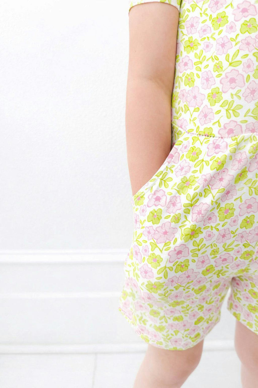 Pink and Green Floral Short Romper (FINAL SALE)