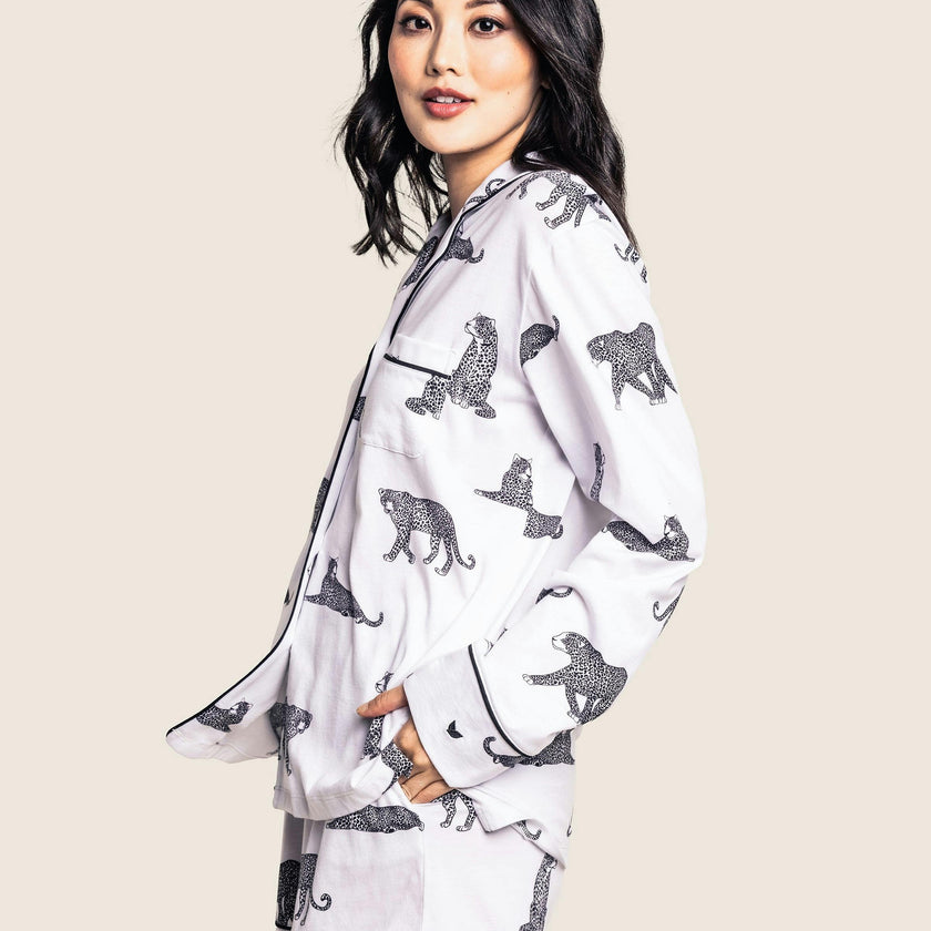 Women's Pima Long Sleeve Short Set in Panthère de Paris