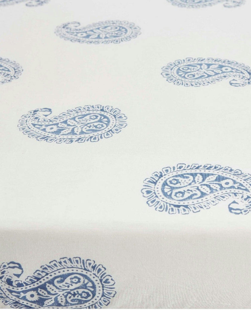 Block-Printed Cotton Fitted Crib Sheet