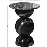 Aura 19" Modern Natural Marble Handmade Stacked Round Pedestal End Table