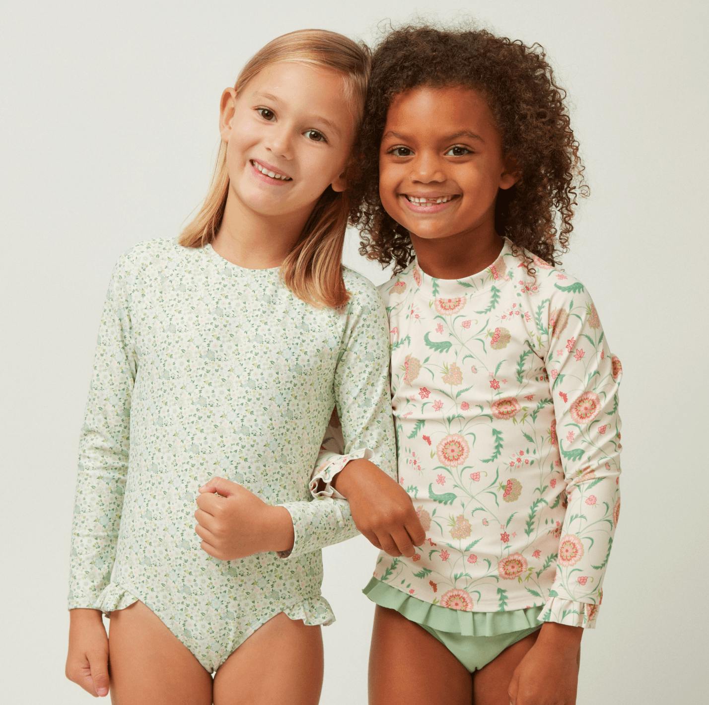Girls Sea Marsh Floral Rashguard One Piece