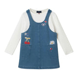 Girls Knit Jumper Dress Set | Blue Cherry
