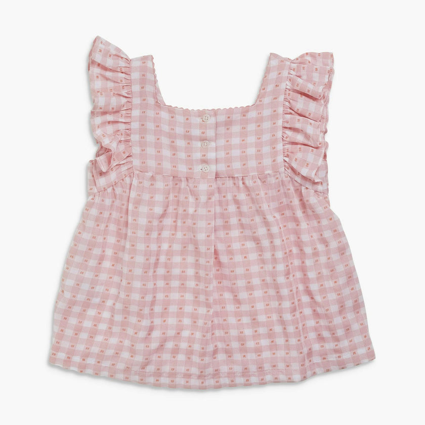 Clelia Top Pink Vichy Plumetis