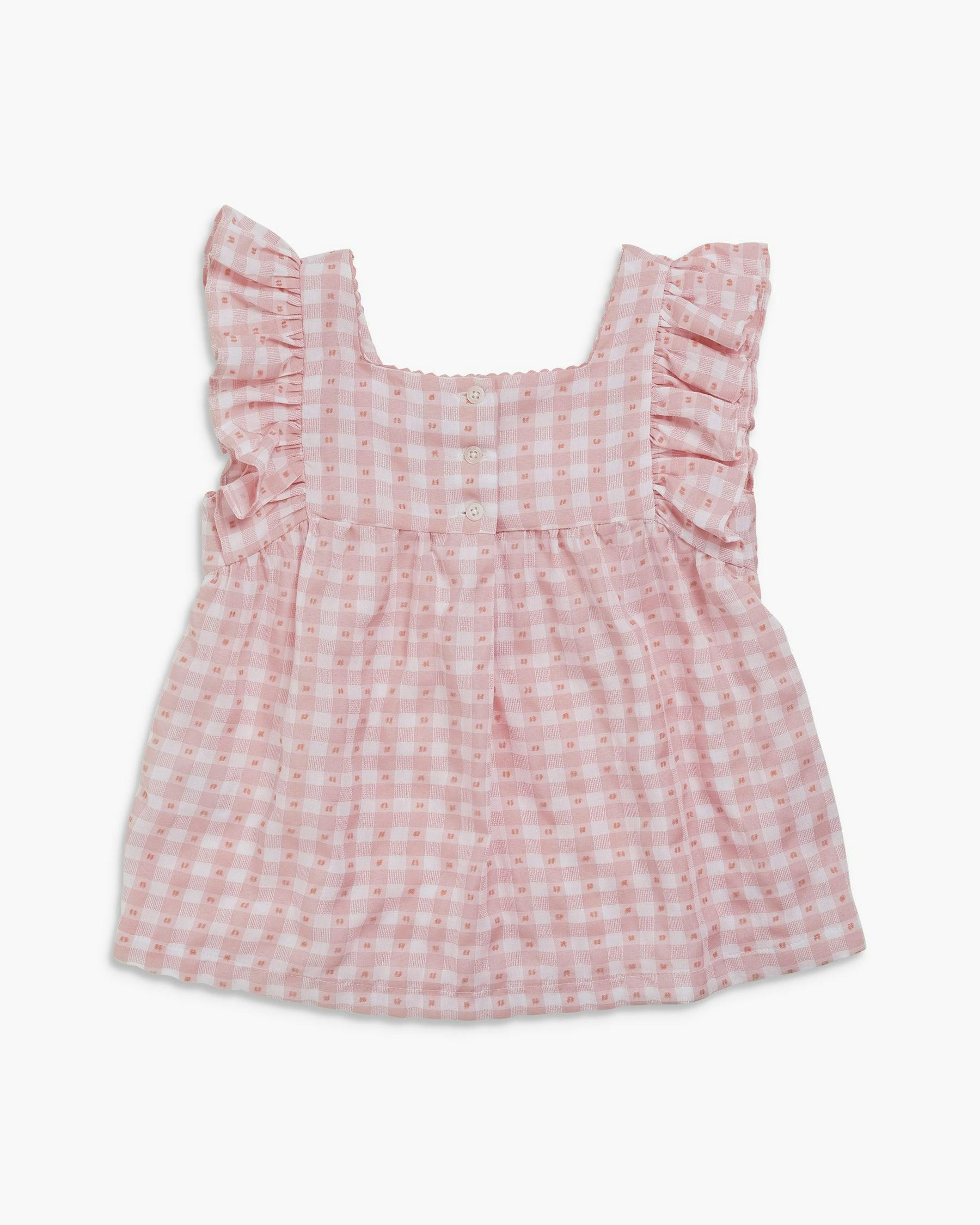 Clelia Top Pink Vichy Plumetis