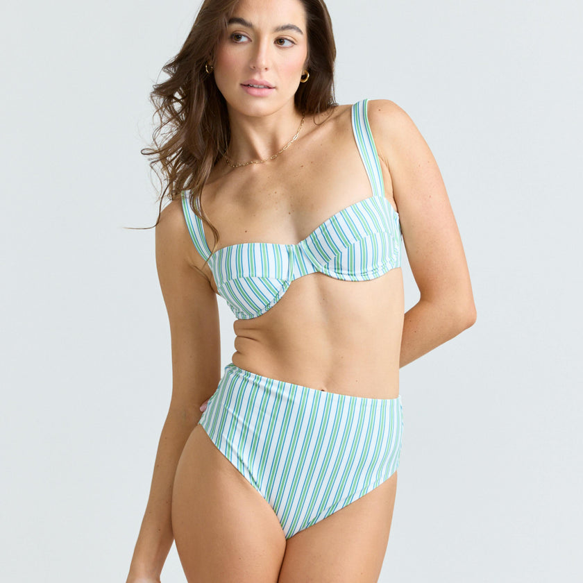women's tamarin stripe high waist bikini bottom