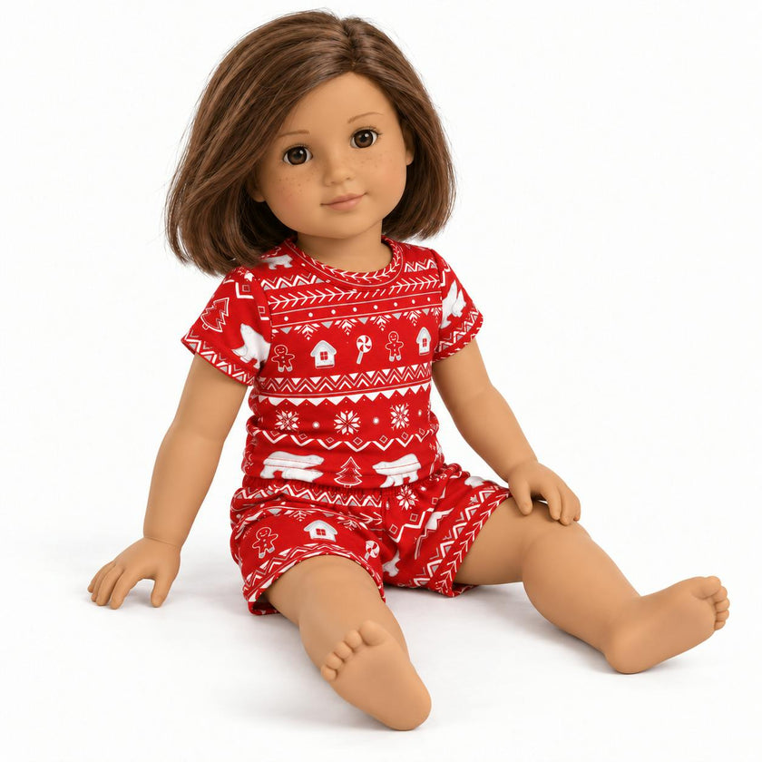 Polar Isle Red Bamboo Matching Teddy or Doll 18" Short Set