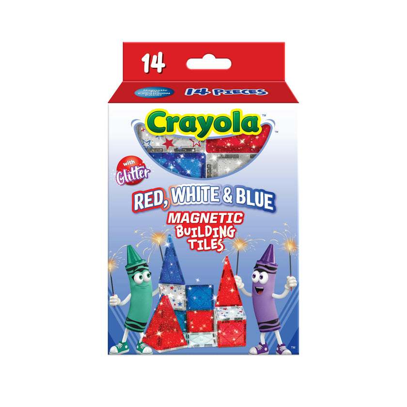 Crayola Red White Blue Magnetic Tiles 14pc