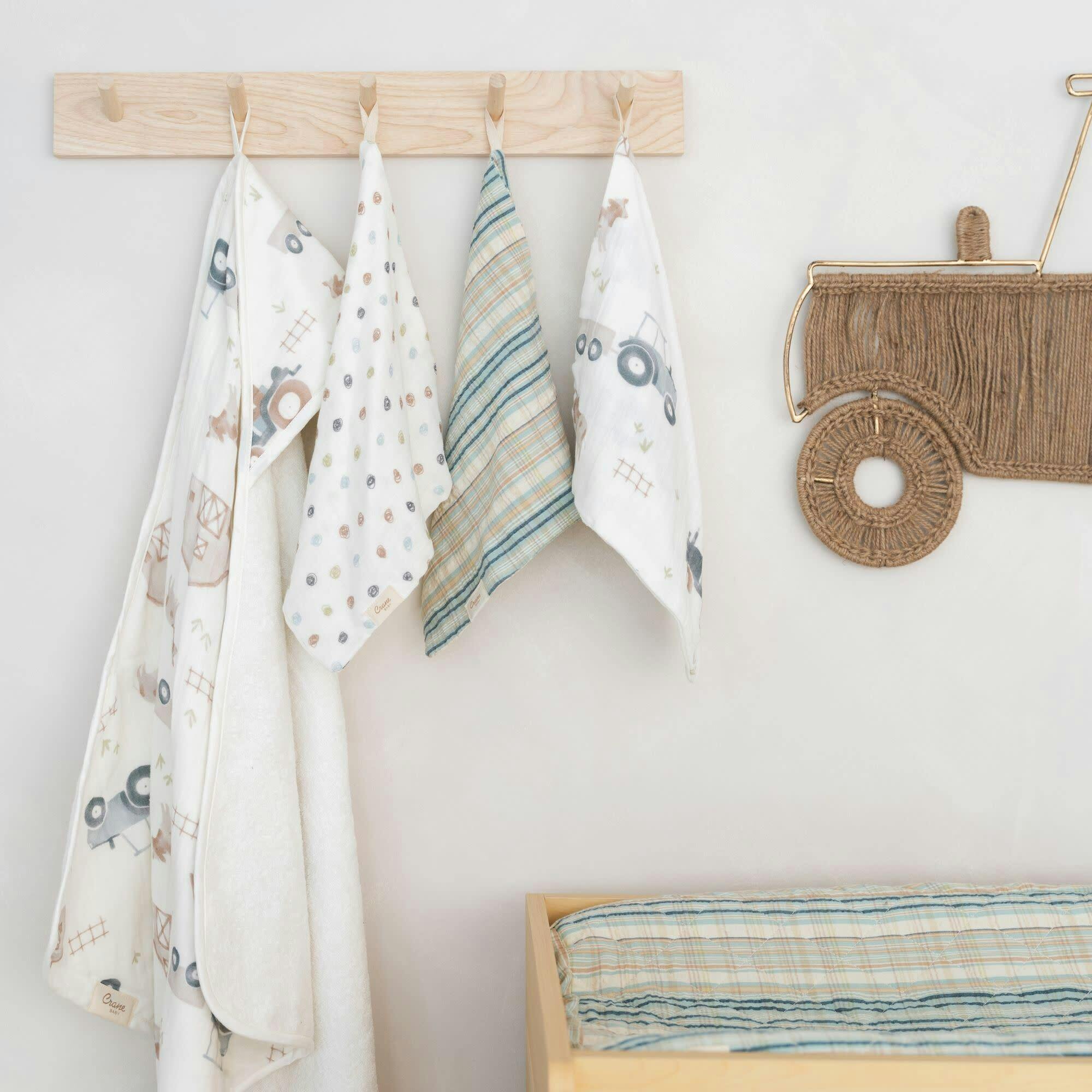 Charlie Farmhouse Tractor Baby Bath Towel & Wash Cloth Set