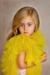 Radiant Yellow Fairy Wings Tulle Birthday Dress for Girls