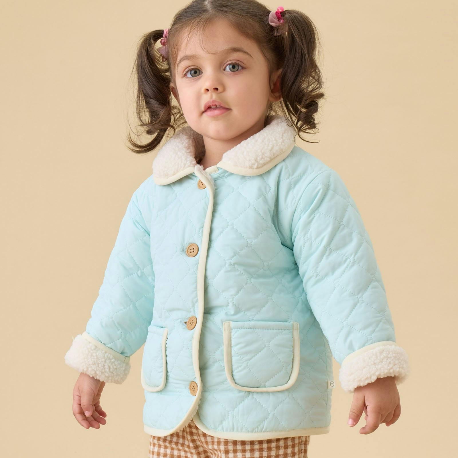 Reversible Recycled Borg Jacket - Blue & Ecru