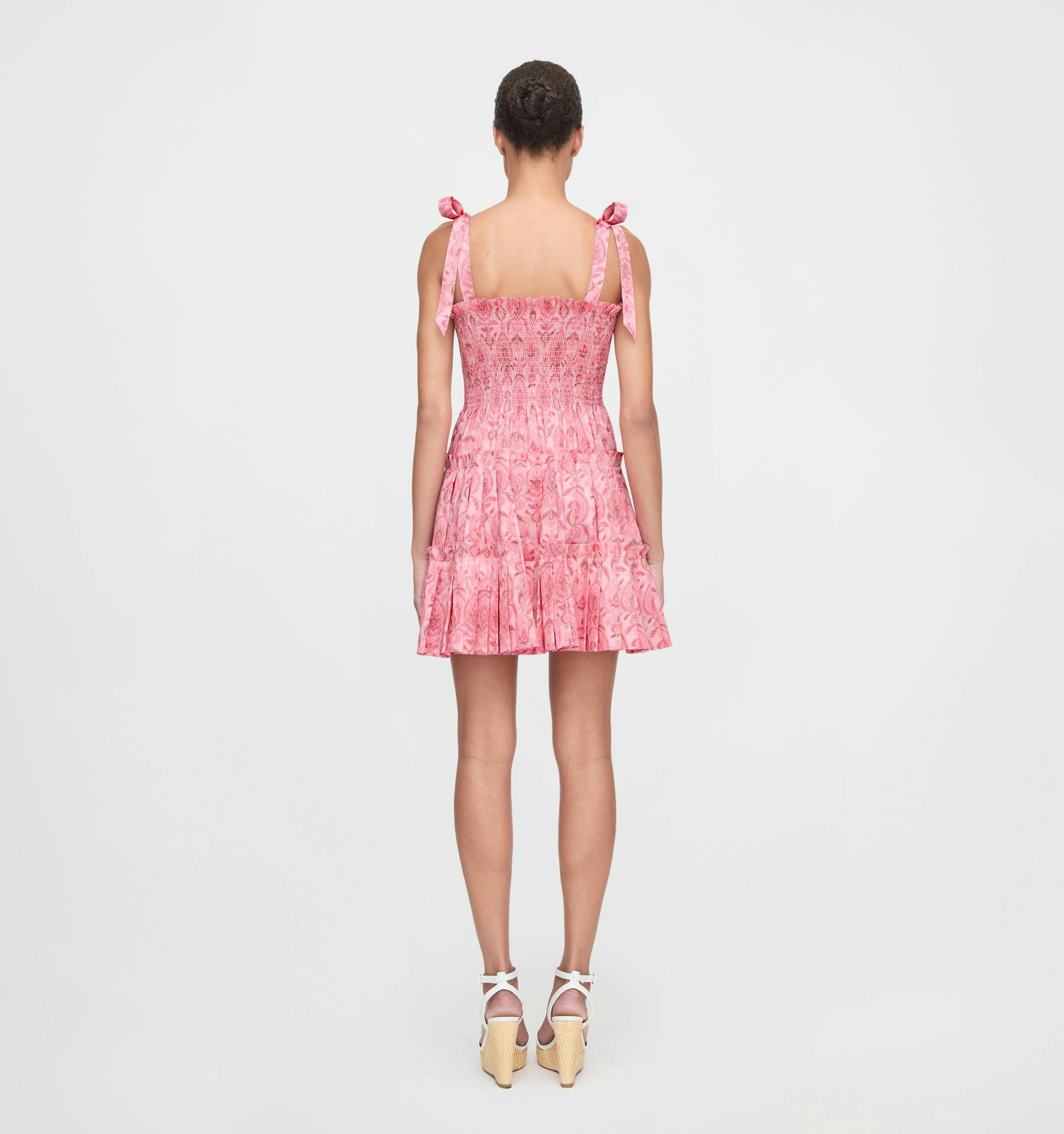 The Ribbon Charlotte Nap Dress - Pink Palm Ikat