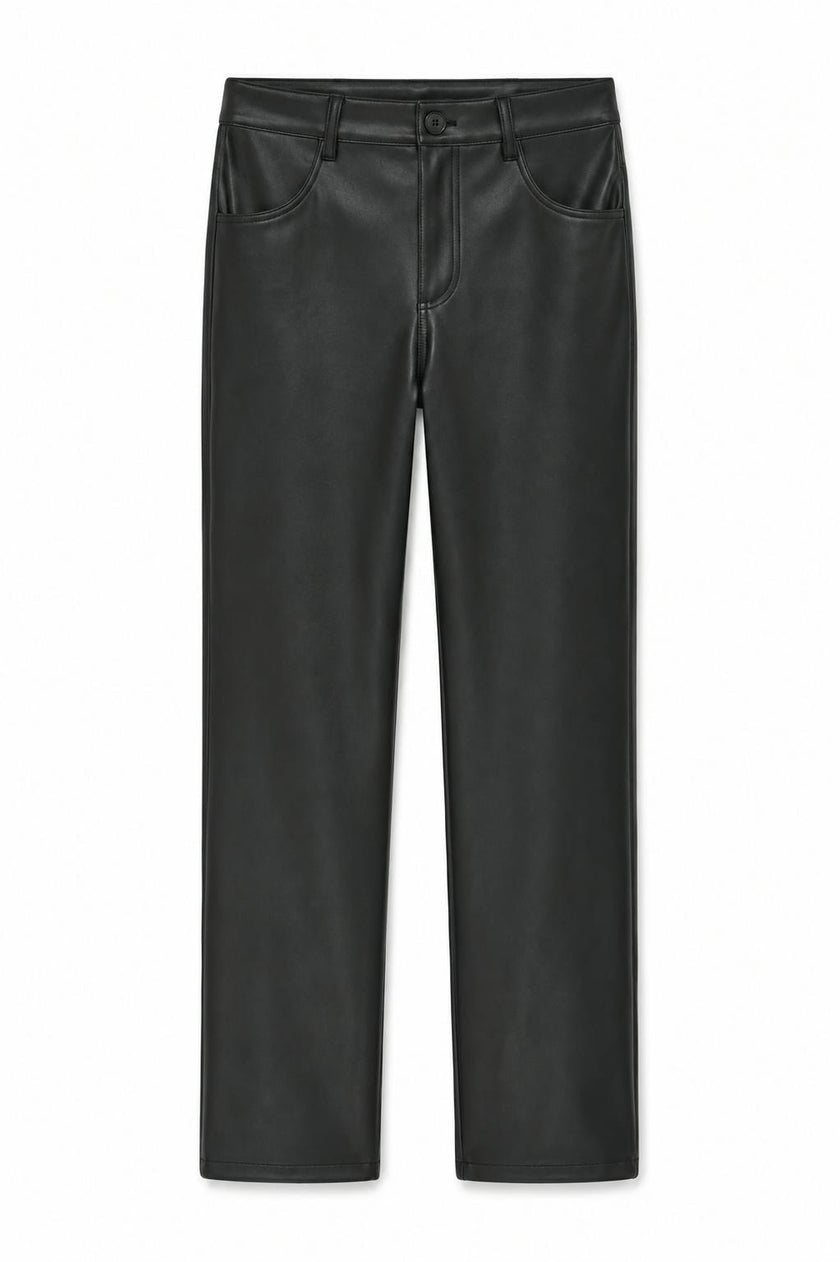 Joie Black Vegan Leather Straight Leg Pants