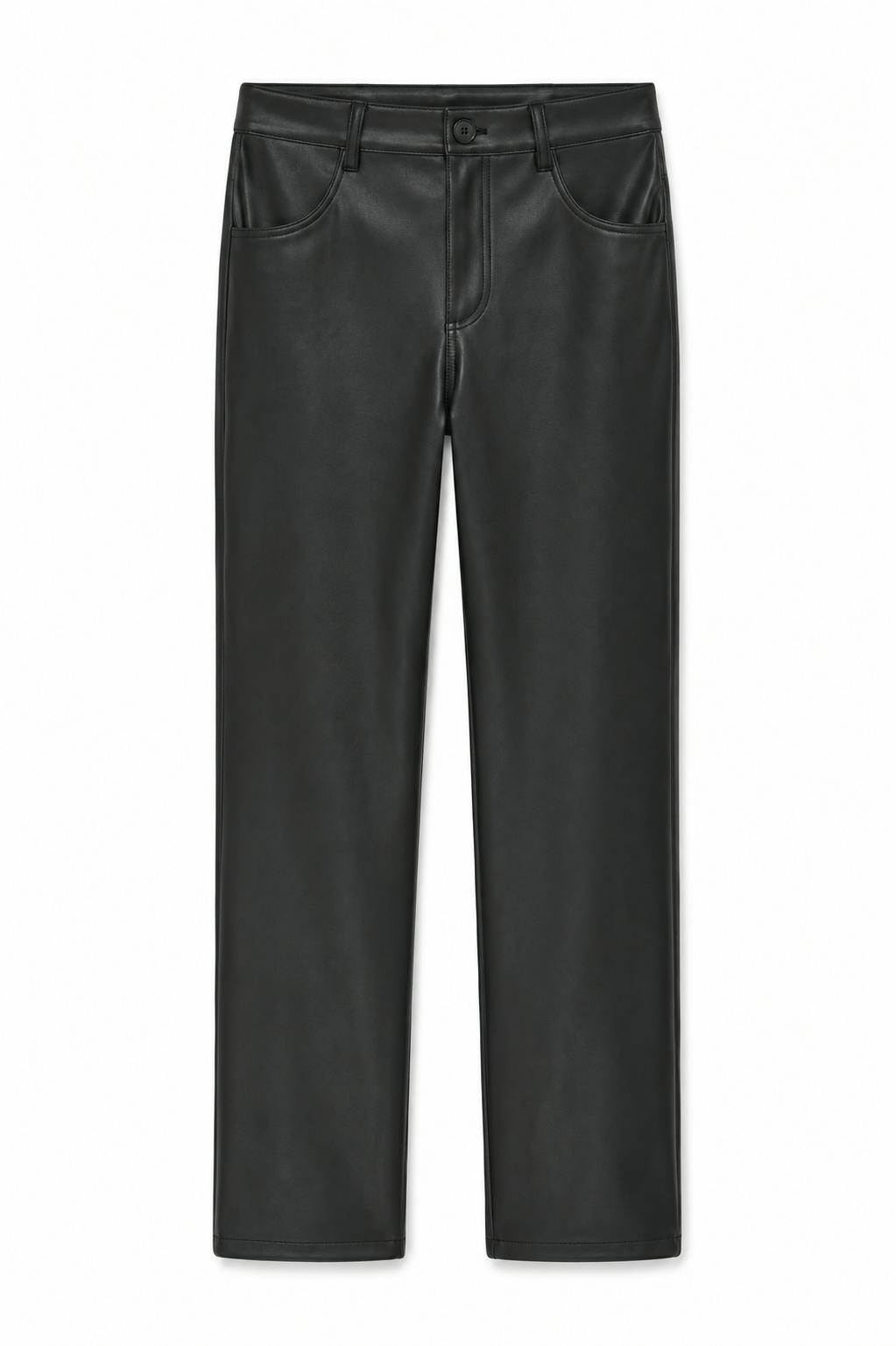 Joie Black Vegan Leather Straight Leg Pants