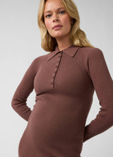Ribbed Polo Maternity Nursing Midi Dress