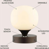 Owen 6.13" Bohemian Farmhouse Iron Rechargeable Integrated LED Table Lamp