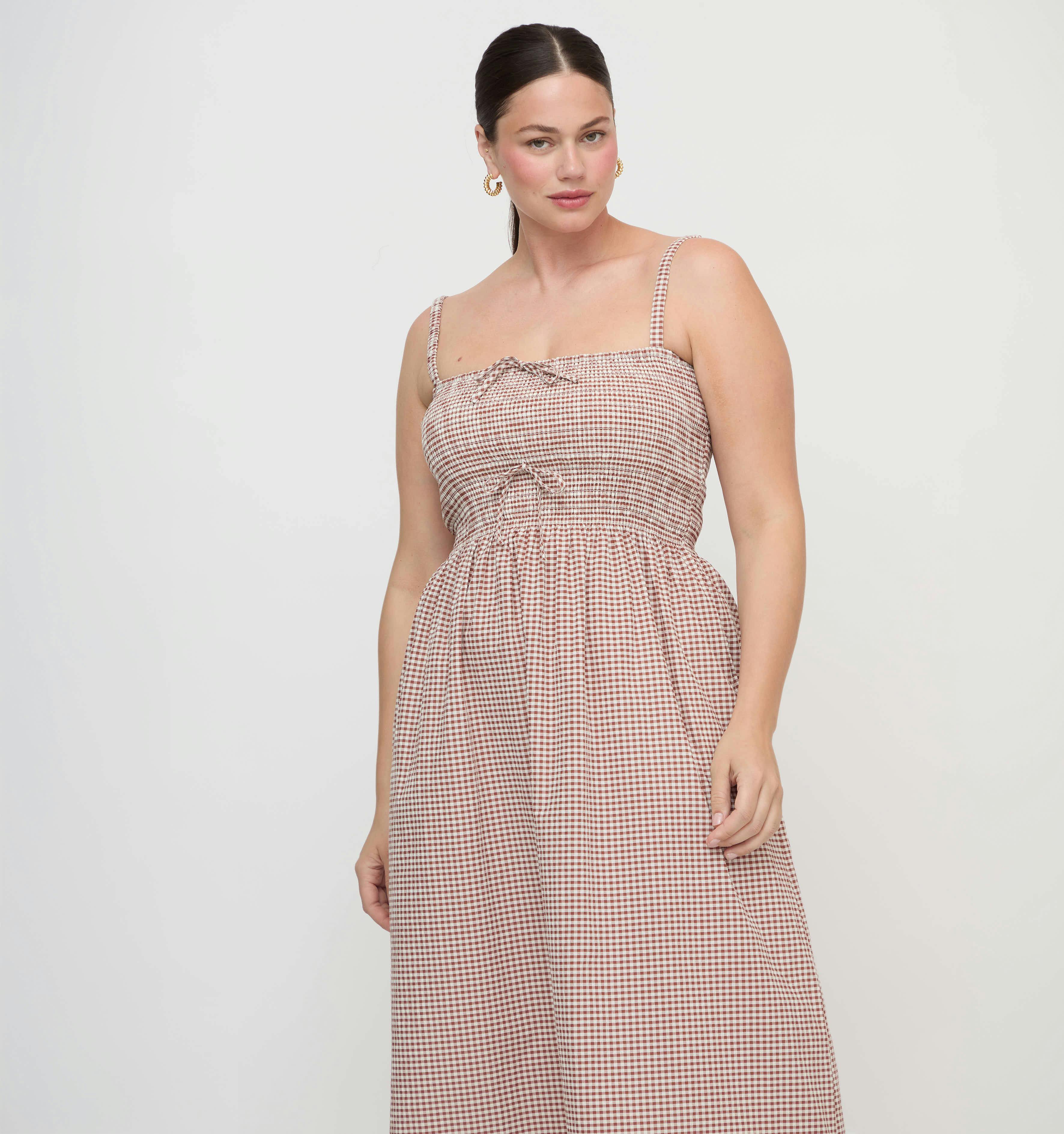 The Larissa Nap Dress - Cognac Gingham – Maisonette