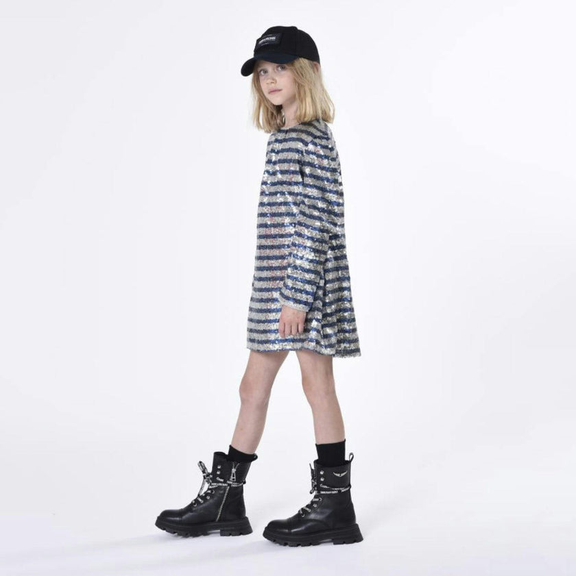 Logo-Print Laces Leather Combat Boots