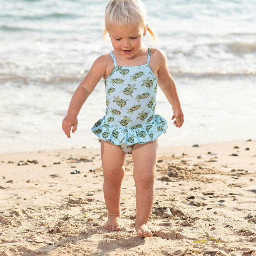 Baby Peplum Swimsuit in Turtle