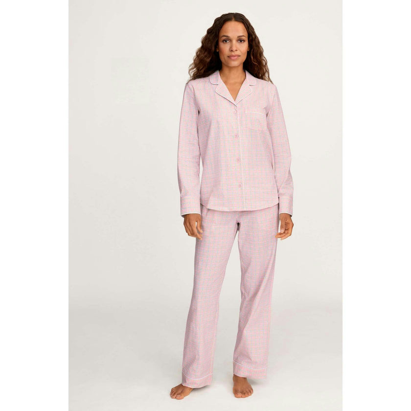 Women's Twill Pajama Set in Peony Plaid