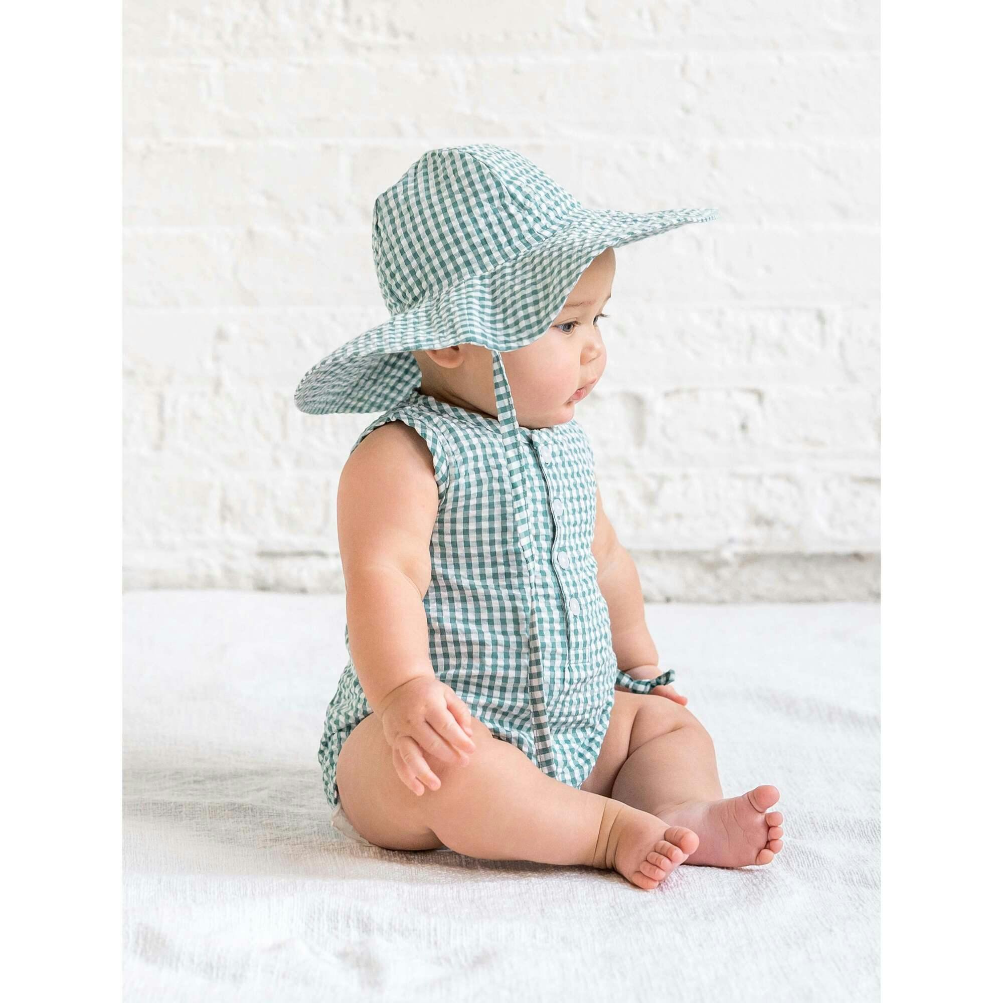 Wren Seersucker Bubble Romper - Laguna Gingham