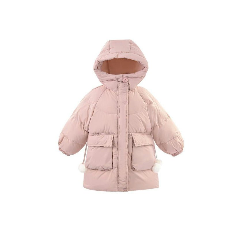 Pink Heart-Quilted Puffer Jacket