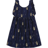 Luxe Daphne Silk Dupioni Flutter Sleeve Dress, Navy