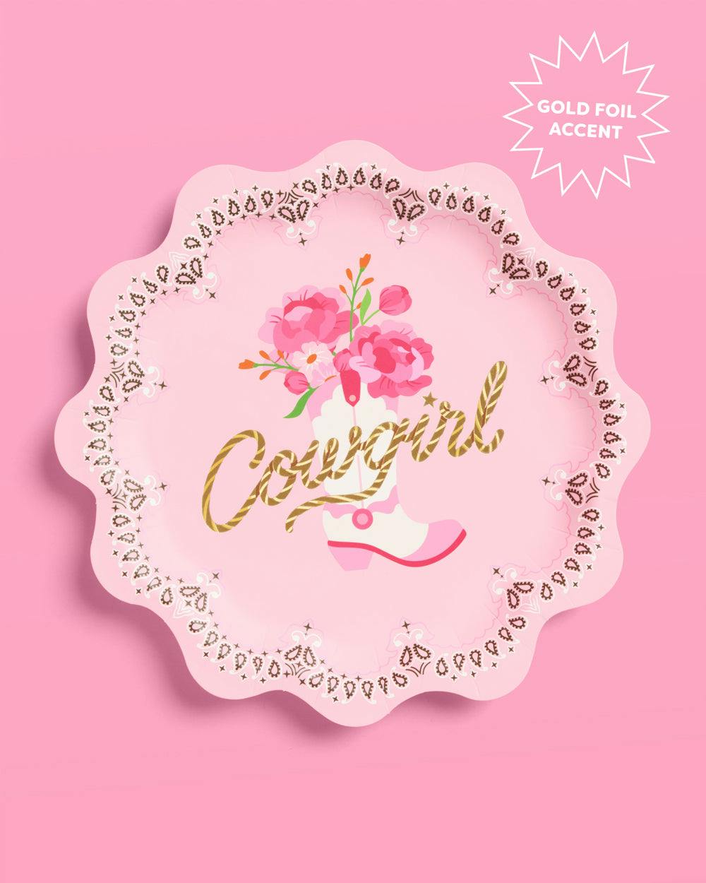 Cowgirl Plates - 24 foil paper plates