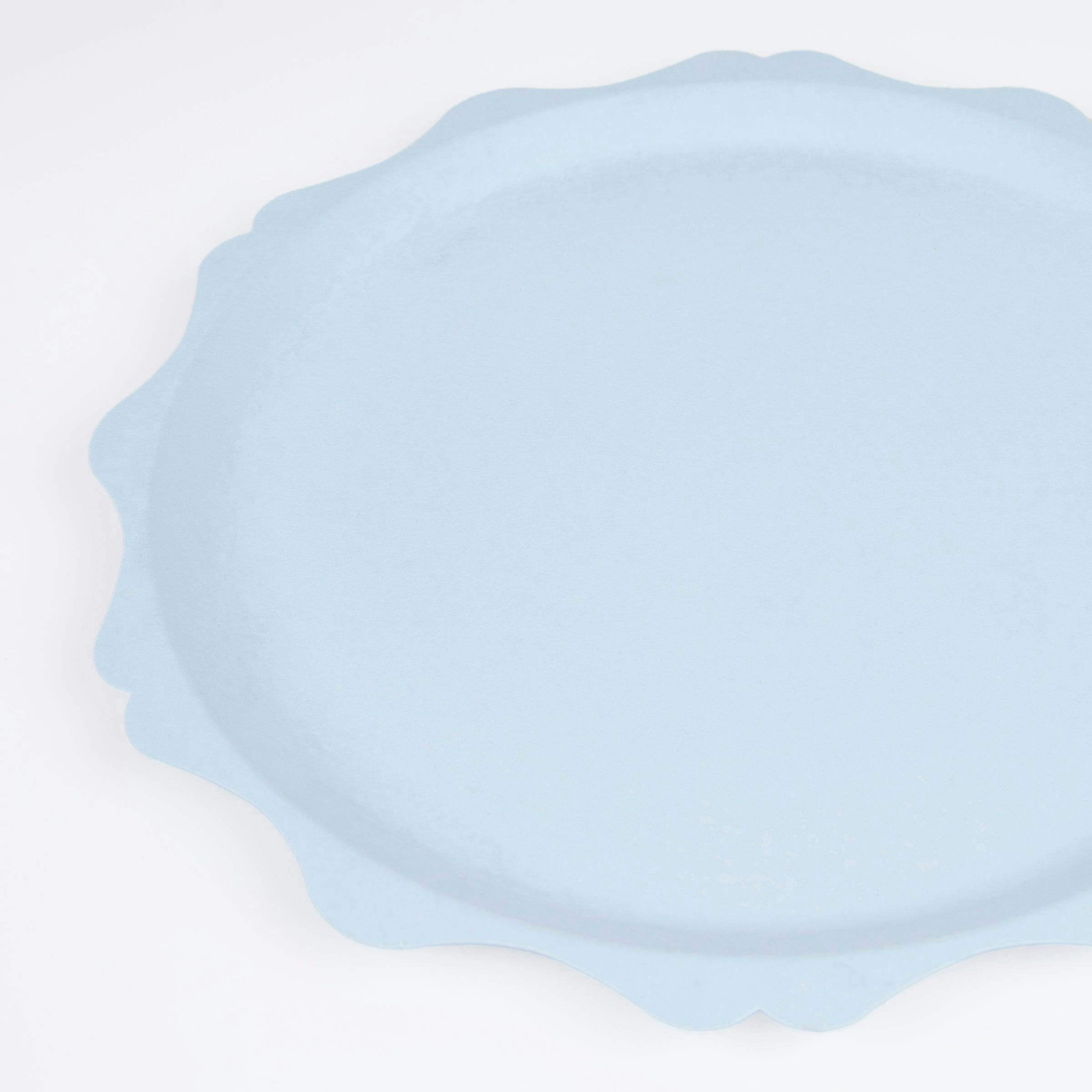 Blue Decorative Edge Compostable Dinner Plates