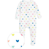 The Organic Zipper Footie [Rainbow Hearts]