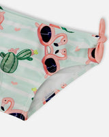 Two-Piece Swimsuit Blue Flamingo And Cactus Print