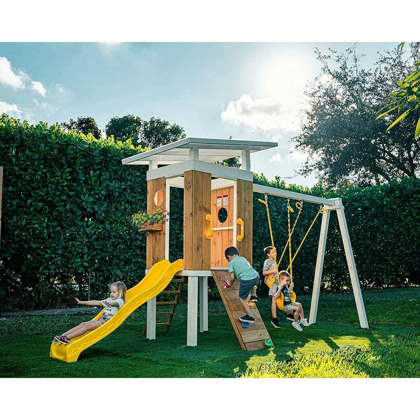 Forest - Modern Backyard Outdoor Swing Set 2 Swings And Trapeze Bar
