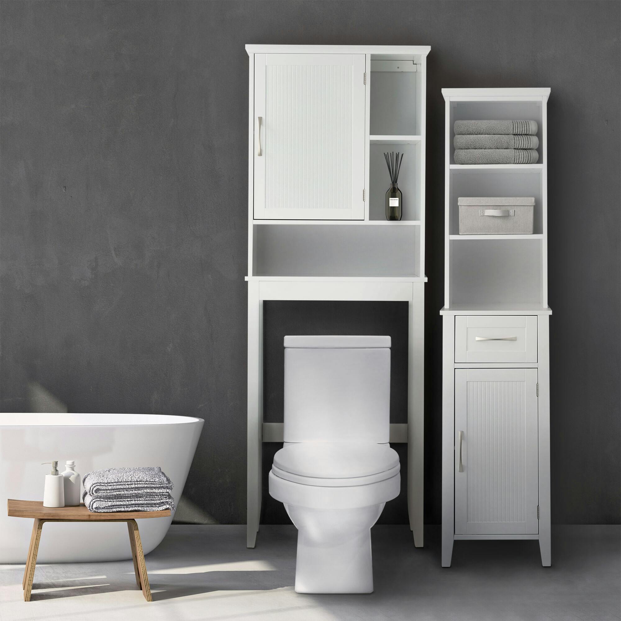 Newport Contemporary Wooden Over-the-Toilet Storage Cabinet with Shelves