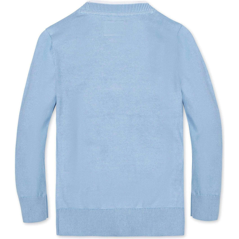 Organic Long Sleeve Tipped Cardigan Sweater, Blue