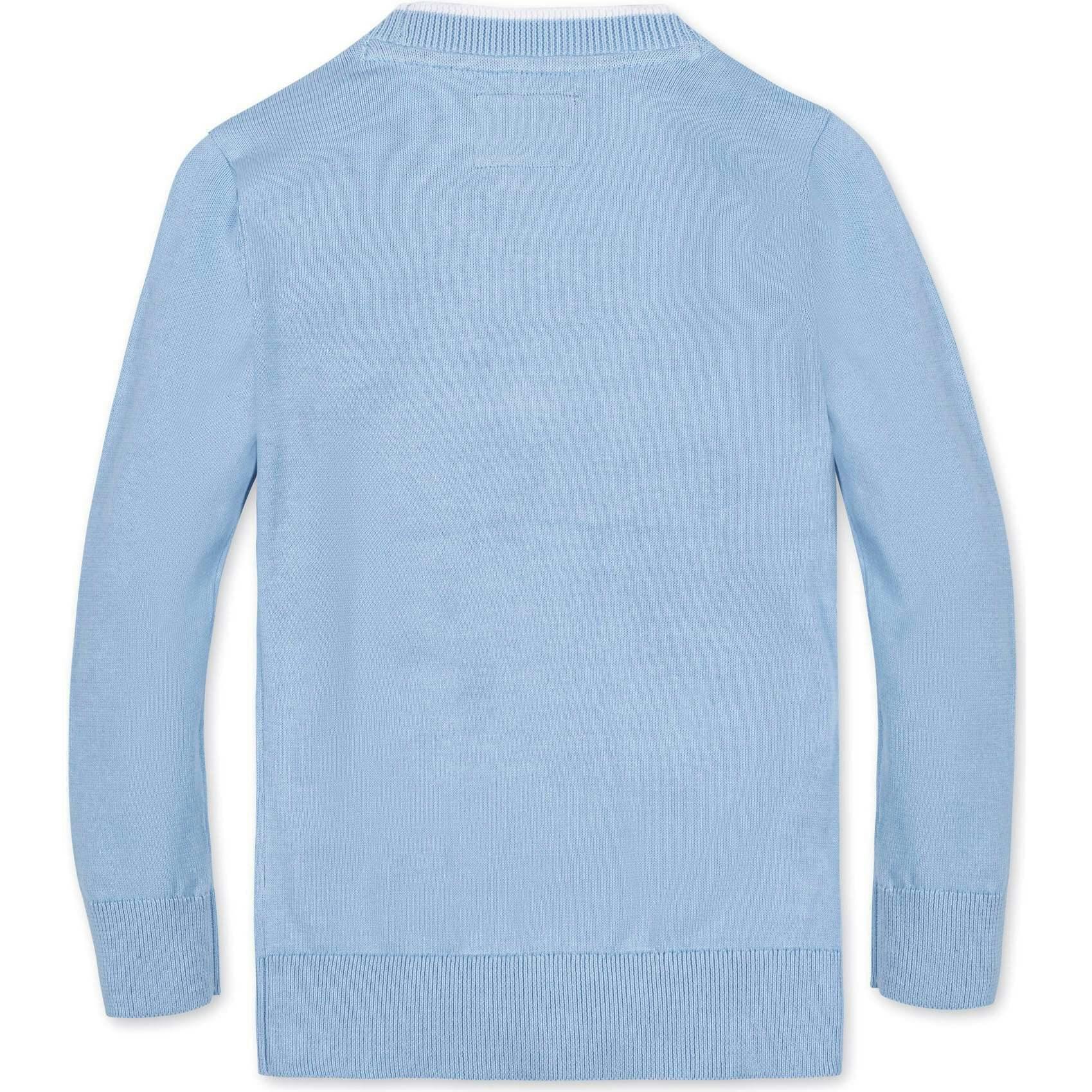 Organic Long Sleeve Tipped Cardigan Sweater, Blue