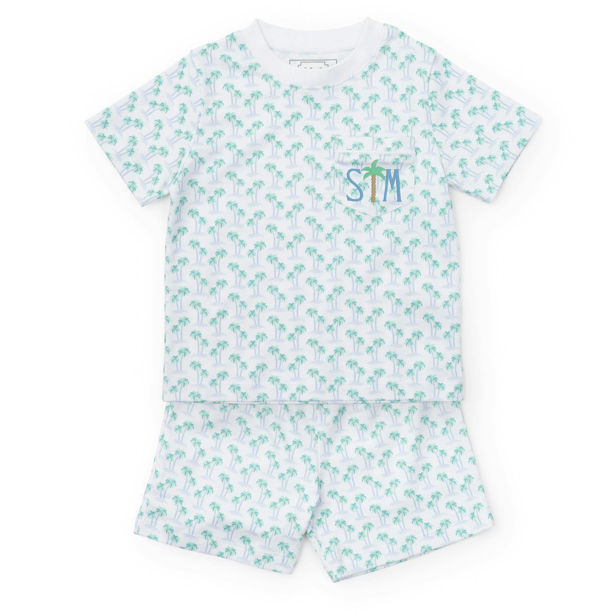 Charles Boys' Short Set - Palm Tree Isle Blue