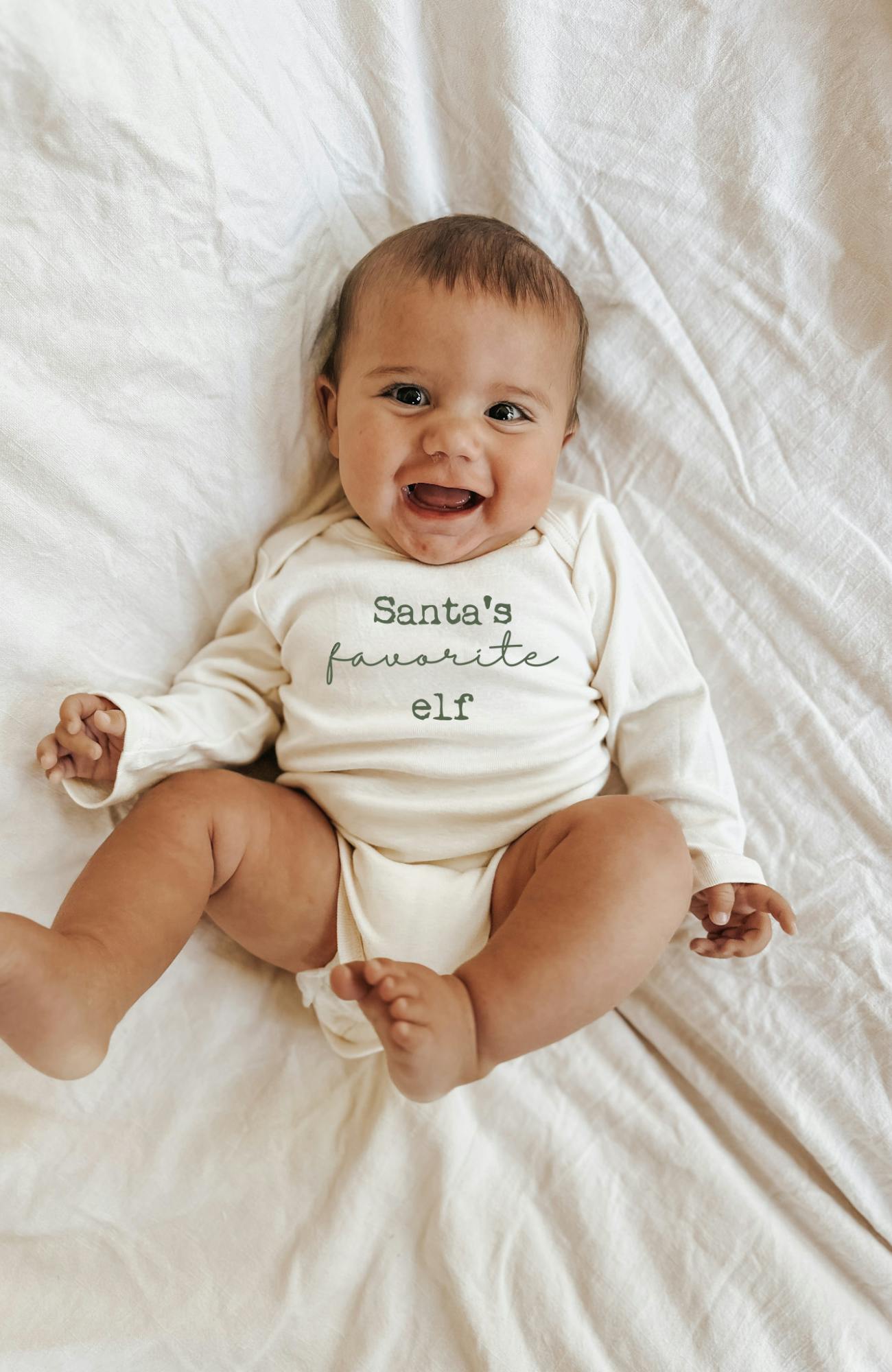 Santa's Favorite Elf Organic Baby Bodysuit Long Sleeve