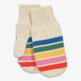 Kids fleece-lined mittens in rainbow stripe