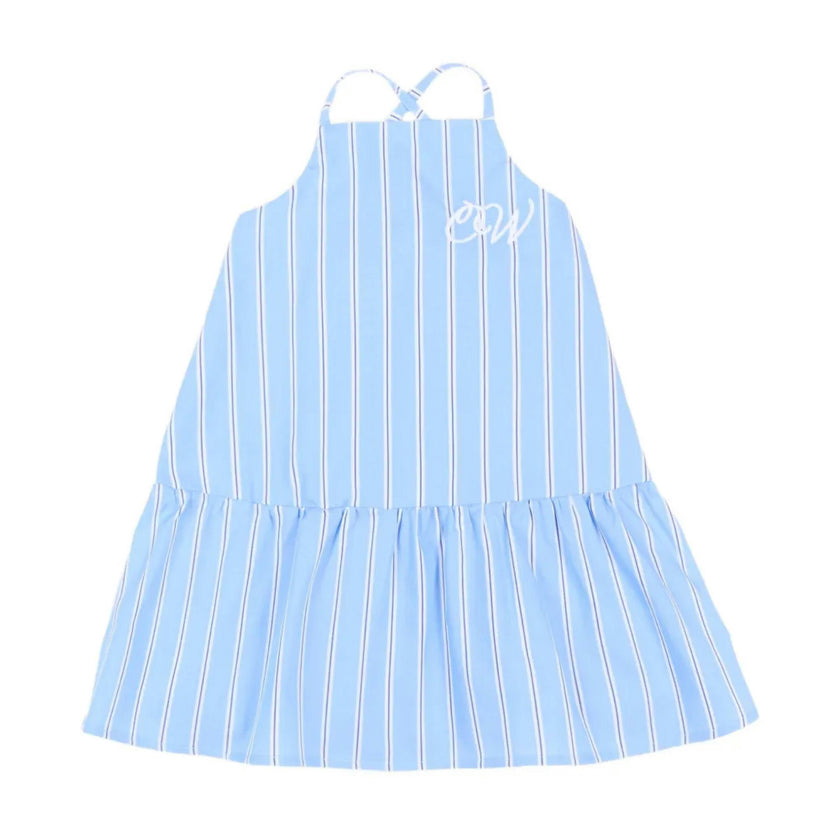 Sky Blue Embro Strap Dress
