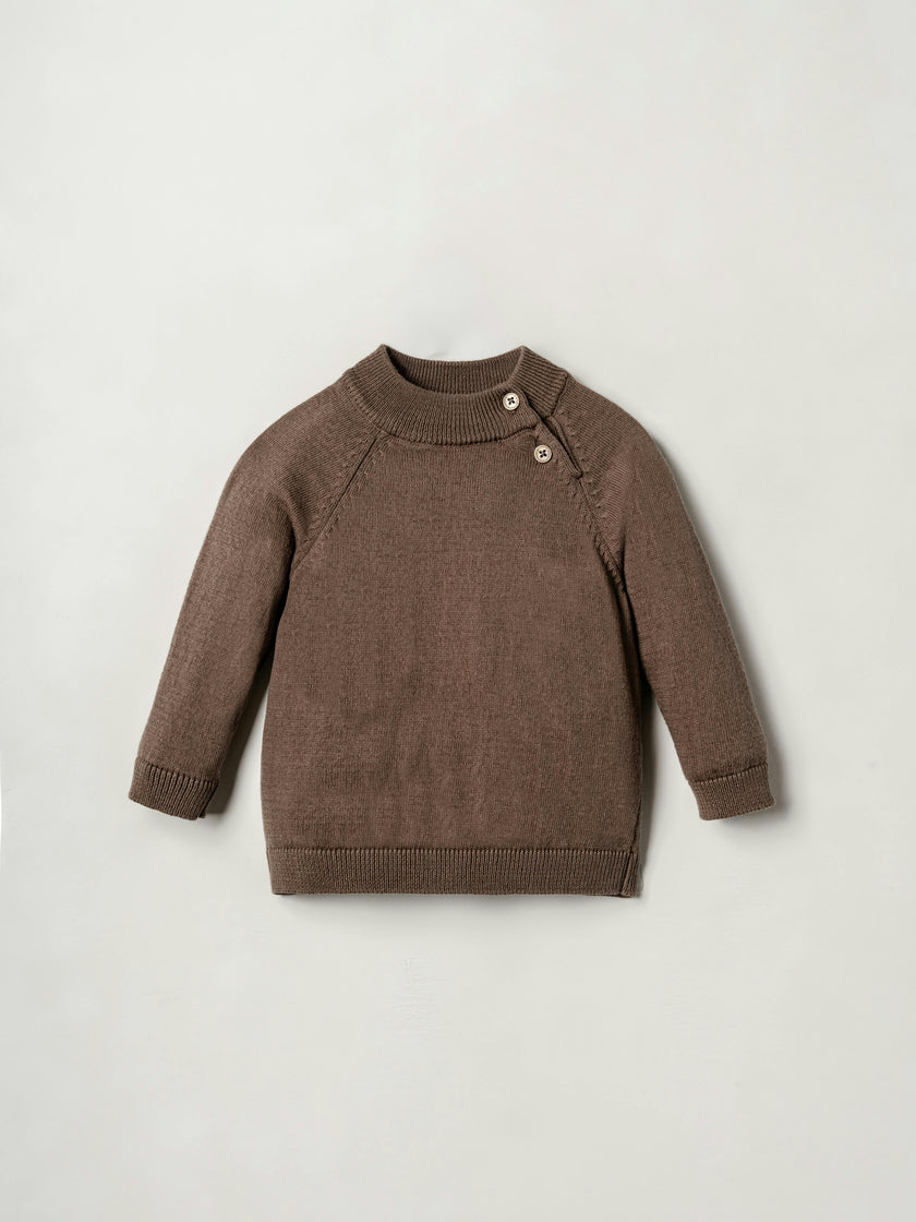 Brown 3-Piece Knit Sweater, Pant & Bandana Bib Set