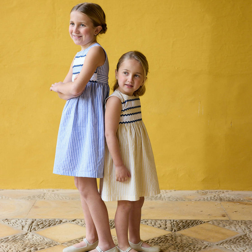 Miel Dress Blue Stripe Seersucker