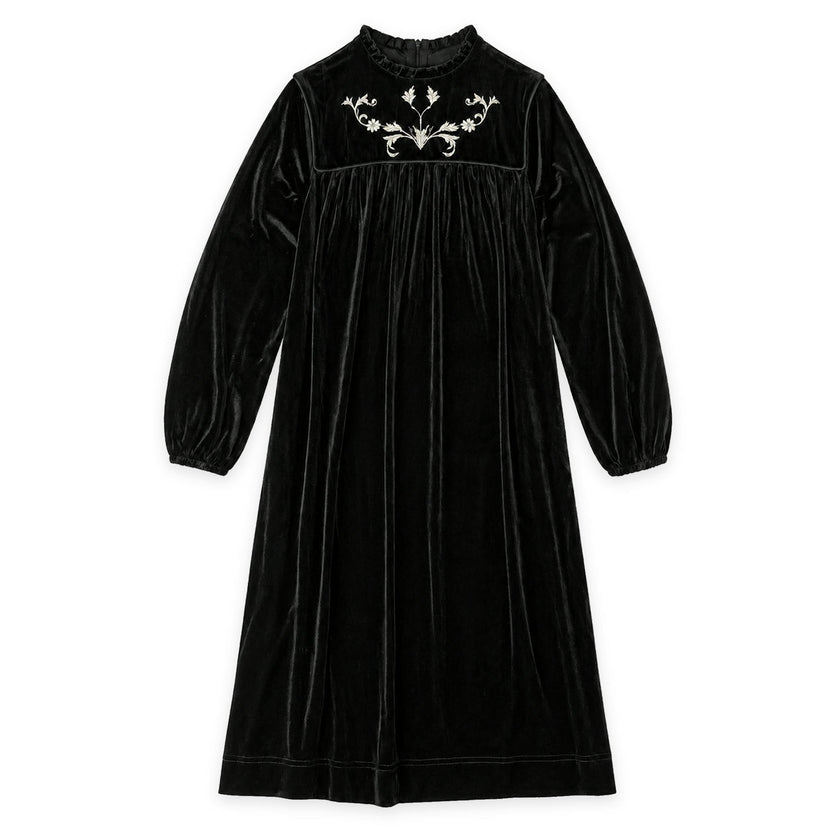 Velour Dress With Embroidery