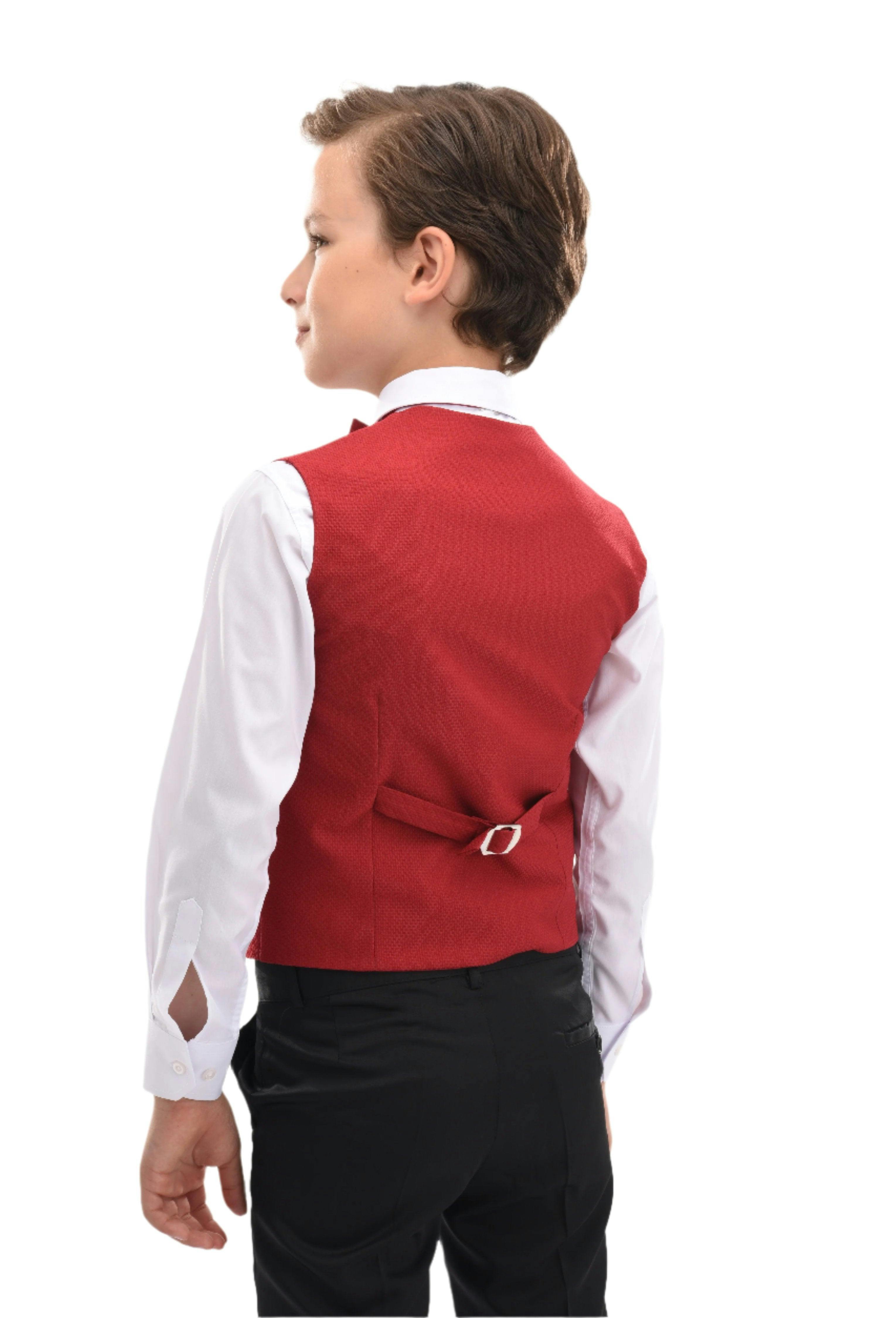 Red Solid Vest & Bowtie