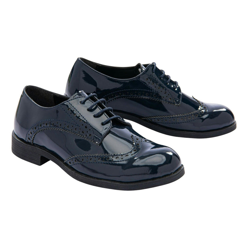 Navy Patent Brogue Dress Shoes