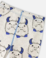 Organic Cotton Two-Piece Pyjama Set Grey Mix Monster Print