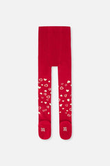 Knit Heart Tights Red