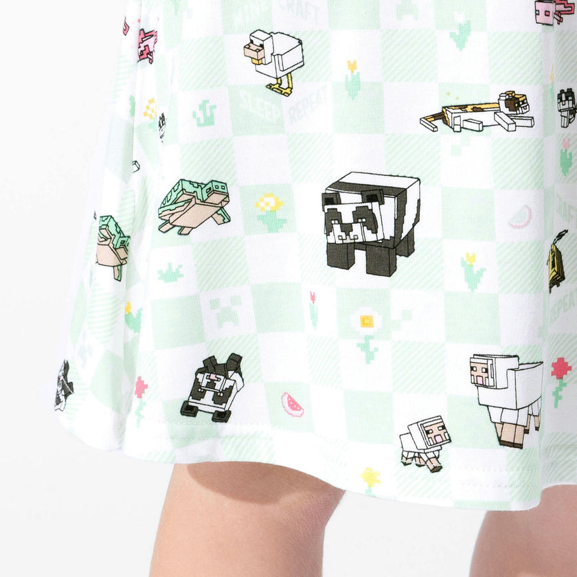 Minecraft: Sleep Repeat Bamboo Girls' Short Sleeve Dress