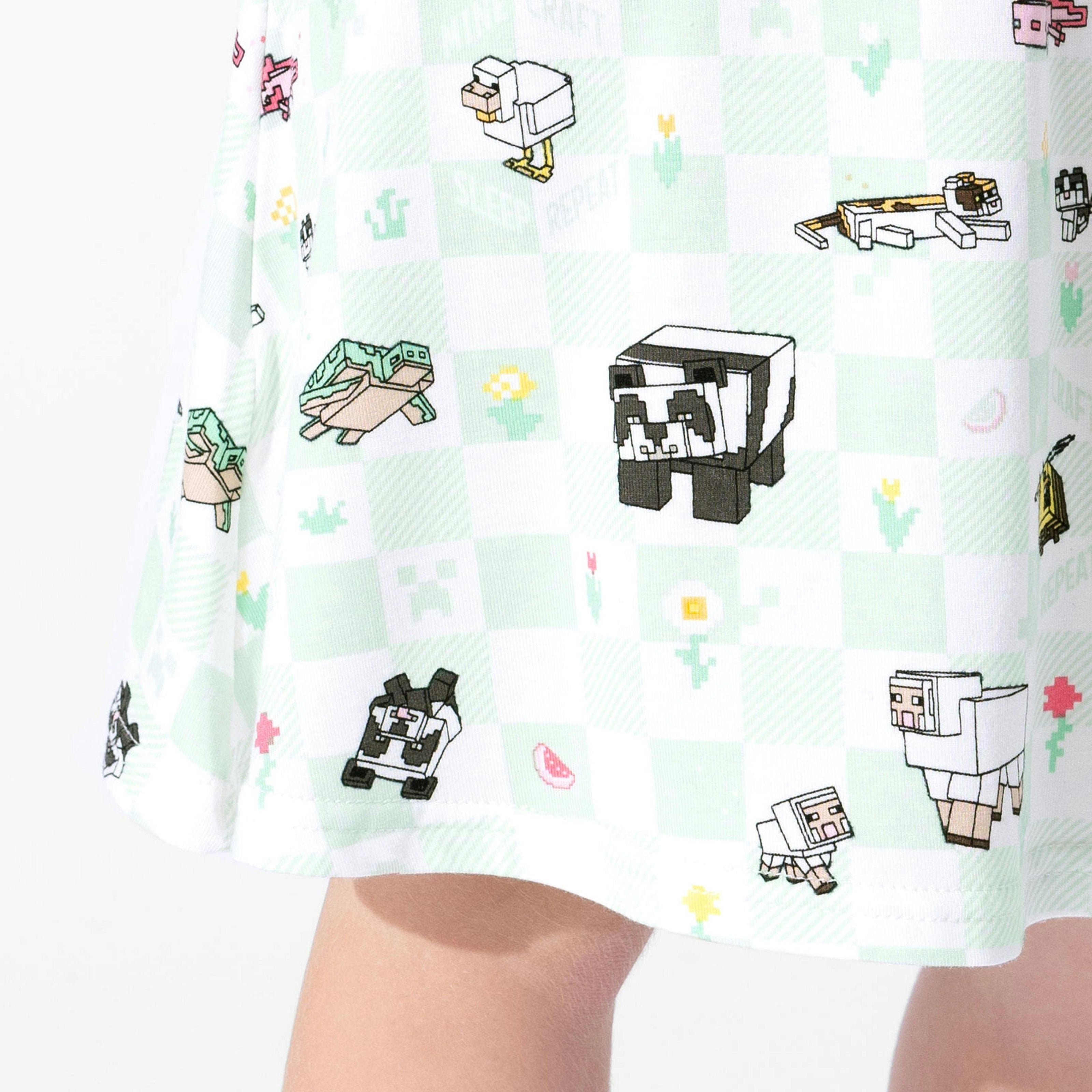 Minecraft: Sleep Repeat Bamboo Girls' Short Sleeve Dress